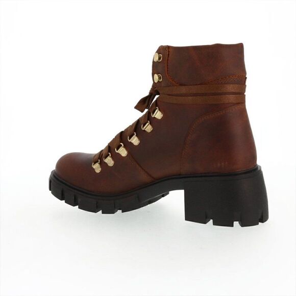 NEW IN BOX STEVE MADDEN GENUINE LEATHER HINT LACE UP HIKER BOOTS COGNAC COLOR - Picture 4 of 11